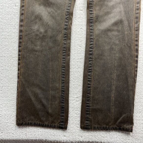 Y2K Projeck Raw Men's Size 33 Dark Brown Waxed Jeans Retro Leather Style VTG - Picture 3 of 9